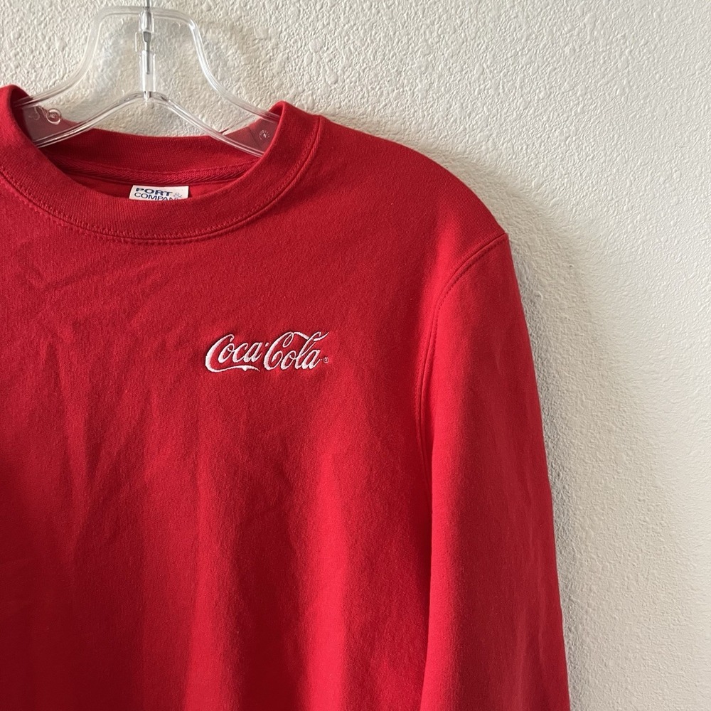 Coca Cola Sweatshirt Size Small Red Embroidered Crewneck Classic Coke Holiday - Picture 6 of 13